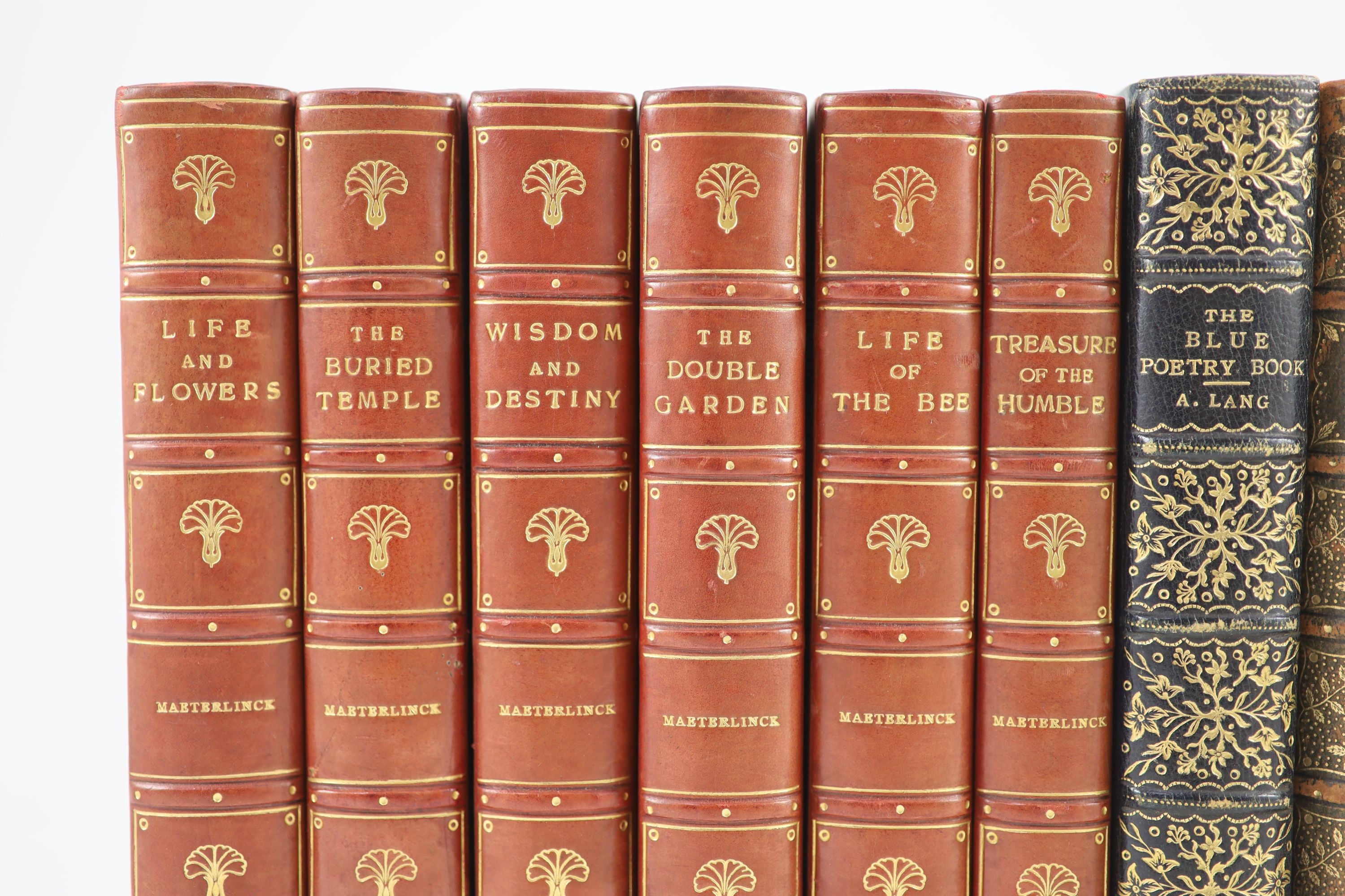 Maeterlinck, Maurice - Works, 6 vols, 8vo, half calf, George Allen, London, 1902-10; Lever, Charles - Confessions of Con. Cregan. 2 vols, London, c.1849; and 3 others (12)